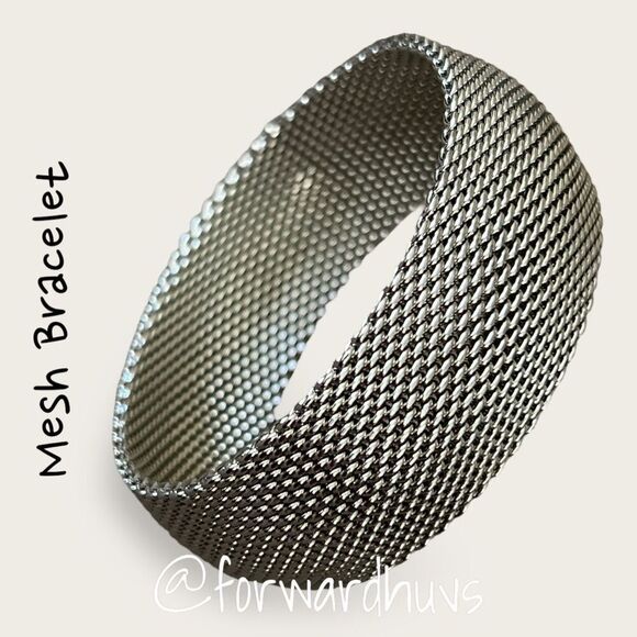 Stainless Steel Silver Tone Mesh Bracelet - Picture 4 of 10